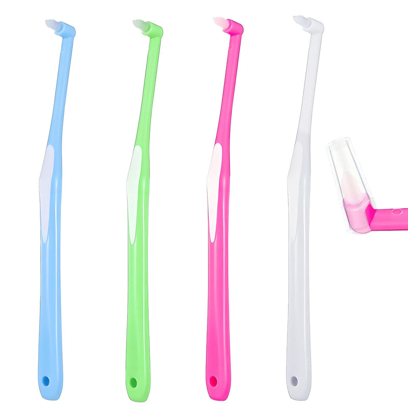 Pack of 4 Tuft Toothbrush, Soft Tuft Brush, Soft Tufted Toothbrush, Single Interdental Spacing Brush for Orthodontic Braces