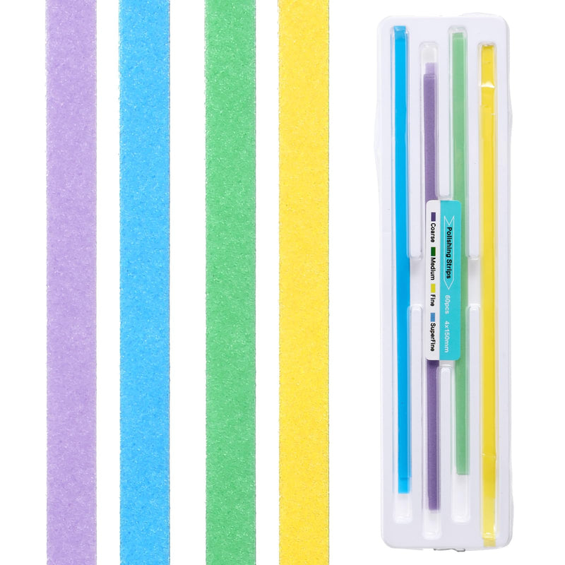 60 Pcs Dental Polishing Strips Teeth Sanding Grinding Tool Universal Dental Abrasive Strips Teeth Polishing Finishing 4mm x 150mm Finishing Tooth File for Oral Care Cleaning Gloss Contouring 60