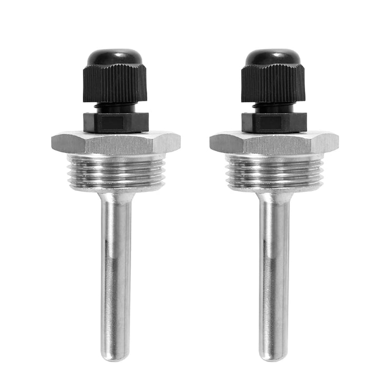 Thermowell Immersion Sleeve, 30 mm Stainless Steel Diving Sleeve, G3/4 Inch Thread for Temperature Sensor, Immersion Sleeves, Stainless Steel Protective Tube for Temperature Sensors, Pack of 2 30MM