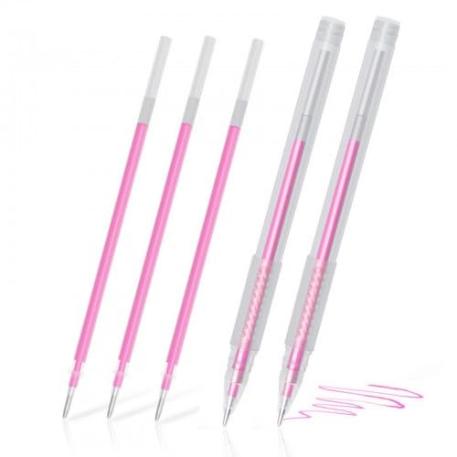 Pack of 2 Skin Markers, Surgical Skin Marker, Permanent Make Up Pen, Tattoo Piercing Positioning Pen, Eyebrow Pen, with 3 Refills, for Eyebrows, Lips, Body Art (Pink)