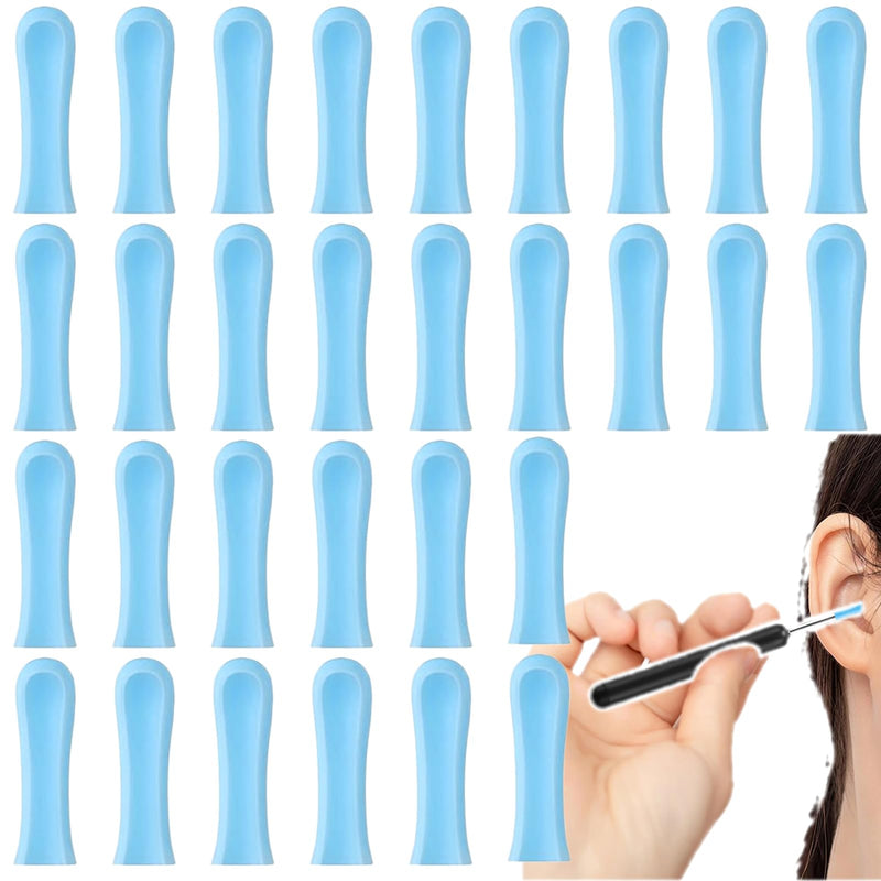 Pack of 30 Silicone Ear Cleaner Head for Earwax Remover, Silicone Ear Spoon Replacement Tips, Replacement Tips for Ear Suckers, Earwax Sucker Ear Cleaner Accessories (Blue)