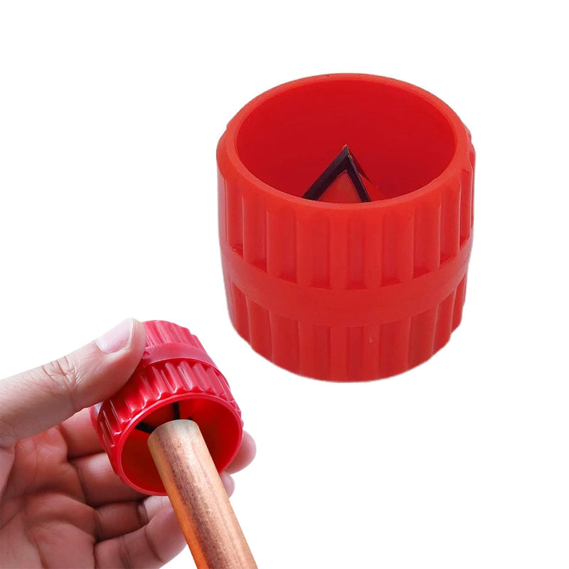 Universal 2-in-1 Copper Pipe Deburring Tool Deburring Tool Plastic Copper Pipe for Cleaning Work Indoor and Outdoor Pipe, 5-38 mm, Red (Pack of 1)