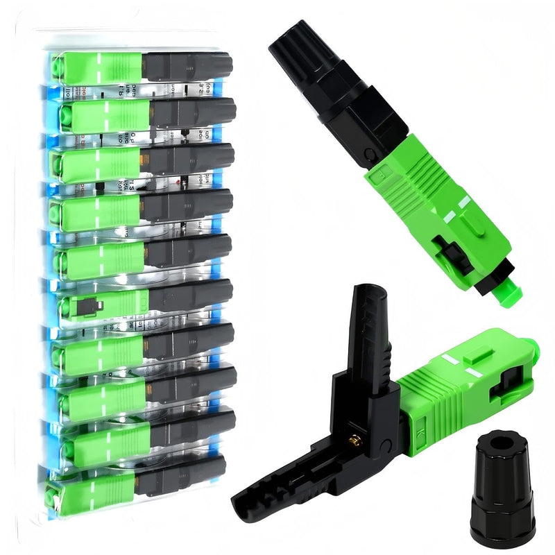 Zuxbolf 12 Stück Glasfaser Verbinder SC/APC Stecker Glasfaser Schnellverbinder Schnelle Adapter Glasfaserstecker Schnellkupplung Glasfaseranschluss für Singlemode Glasfaserverbindungen