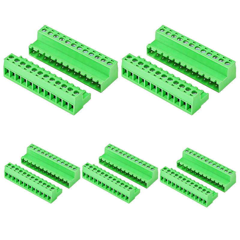 Willwewon Set of 5 12 Pin 2EDGRK 5.08 mm Pitch Pluggable PCB Screw Terminal Connector for Socket Panel Mount 12-pin (5 sets)