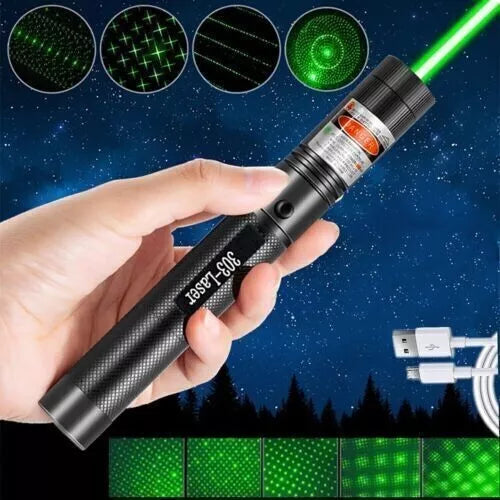 Green Laser Pointer High Power, Long Range High Power Laser Pointer, Rechargeable Pointer, Strong Lazer Pointer for Teaching Outdoor USB Rechargeable Laser Pointer Pen
