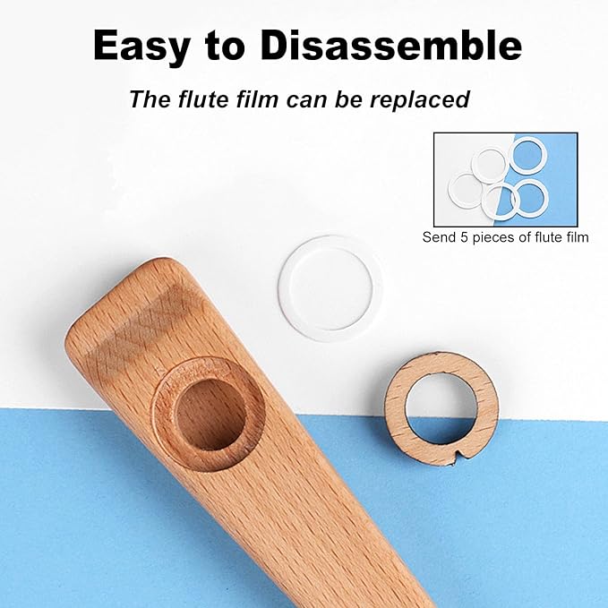 [AUSTRALIA] - Alnicov Wooden Kazoo Orff Instruments Ukulele Guitar Partner Wood Harmonica 