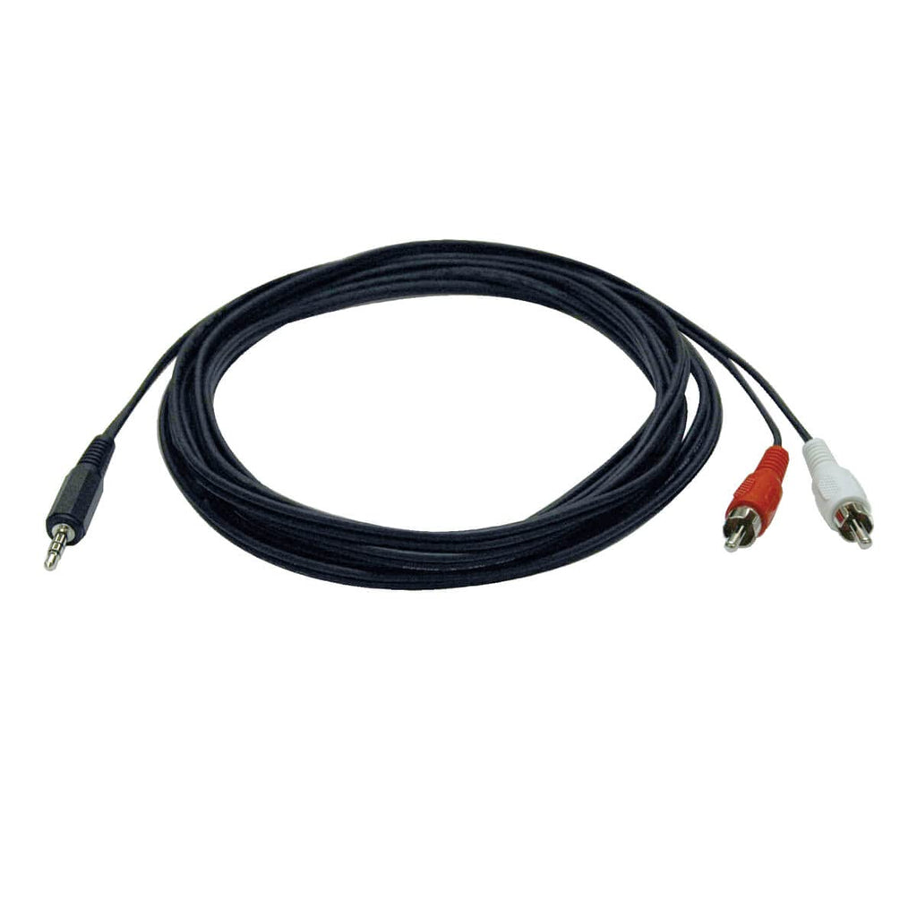 Tripp Lite 3.5mm Mini Stereo to Two RCA Audio Y Splitter Adapter Cable (3.5mm M to 2x RCA M), 6-ft.(P314-006)