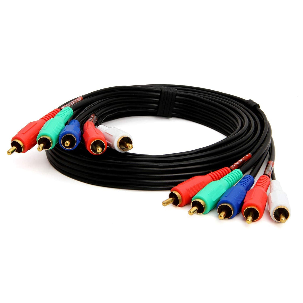 Cmple 5-RCA Male to 5RCA Male RGB Component Audio Video Cable for HDTV - Gold Plated RCA to RCA - 6 Feet, Black 6FT