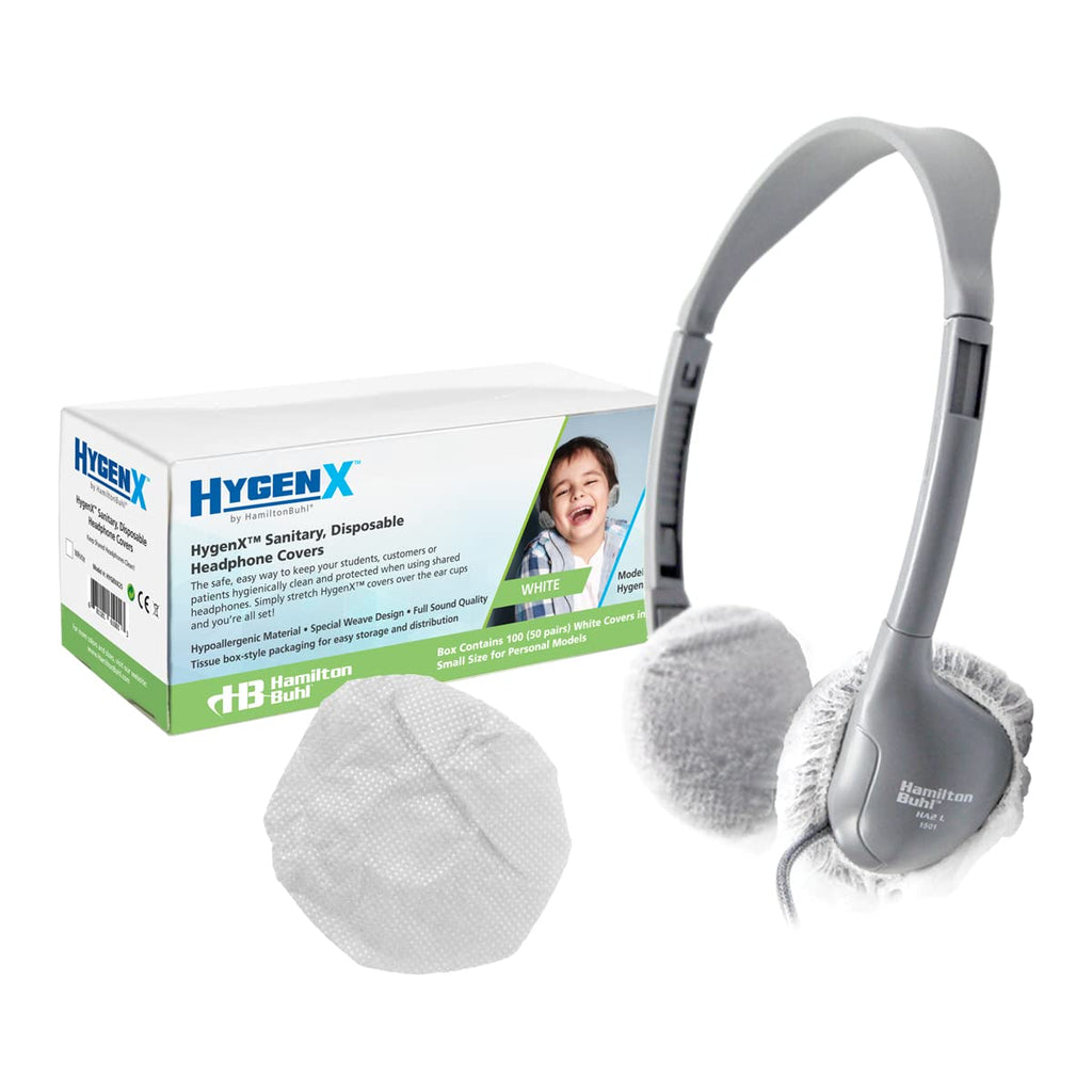 HamiltonBuhl HygenX Sanitary Ear Cushion Covers (2.5"" White, 50 Pairs) - for On-Ear Headphones & Headsets (HygenX25)