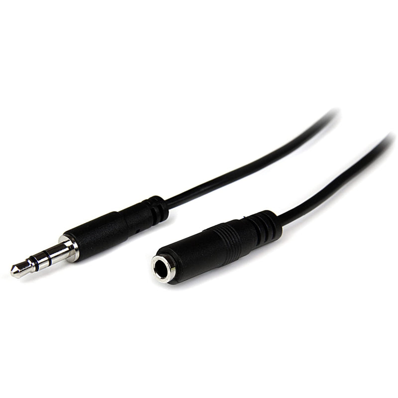 StarTech.com 1m Slim 3.5mm Stereo Extension Audio Cable - M/F - Mini Stereo Extension - 3.5mm Extension - Headphone Ext Cord (MU1MMFS), Black 3 ft / 1m