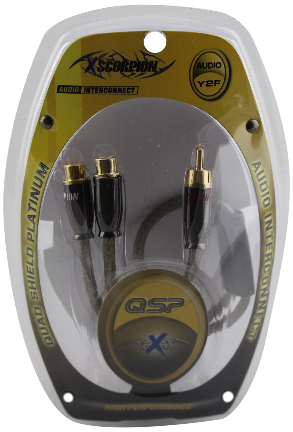 Xscorpion QSPY2F Quad Shield Platinum RCA Interconnect Cable (Y) Adapter 2 Female Standard Packaging