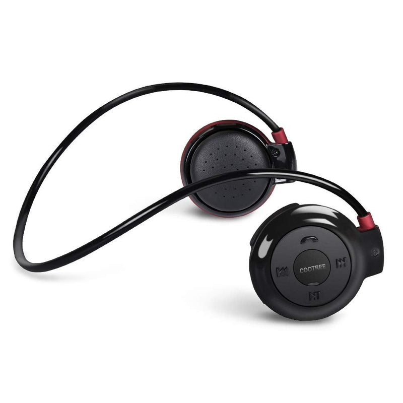 Cootree Wireless Headphone Sports Headset with Built in Microphone,Bluetooth Headphones Behind The Head,Foldable and Carried in The Purse, Black/Red