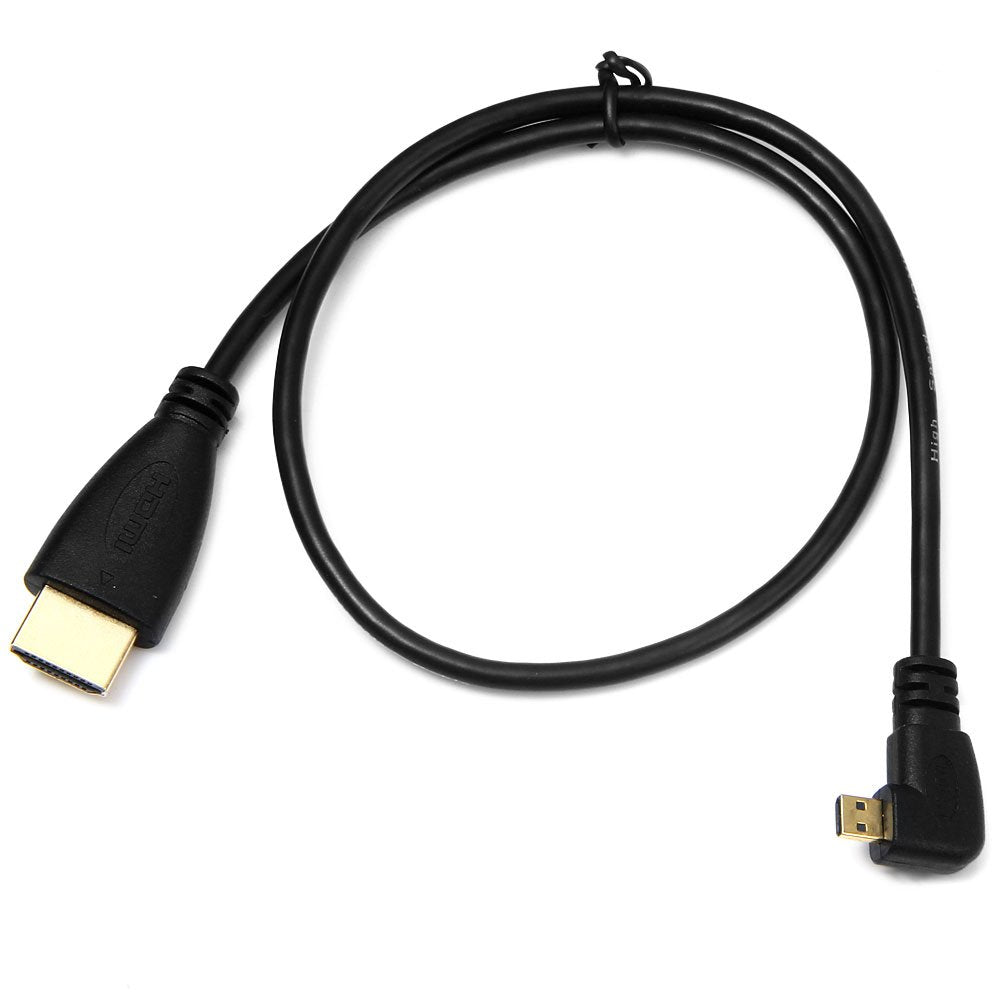 Cablecc Right Angled 90 Degree Micro HDMI to HDMI Male HDTV Cable 50cm for Cell Phone & Tablet