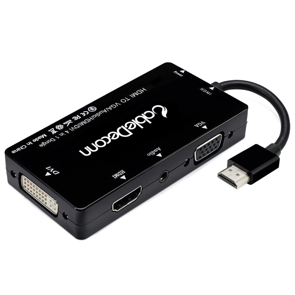 CABLEDECONN HDMI to VGA DVI HDMI Converter Adapter Cable with Audio 3.5mm Micro USB for HDMI Laptops Computers etc Connecting Simultaneously-Black