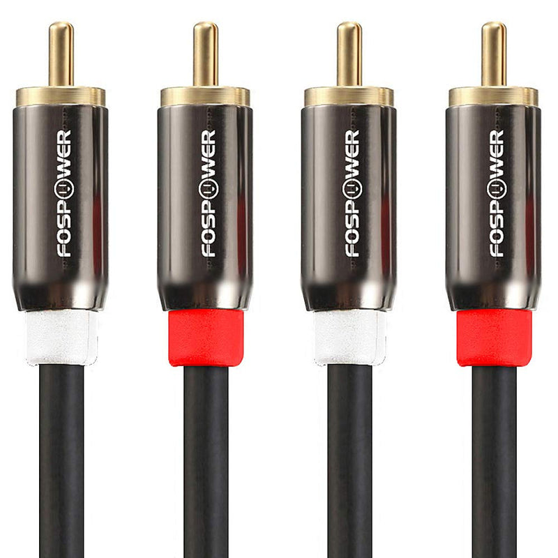 FosPower (10 Feet 2 RCA M/M Stereo Audio Cable [24K Gold Plated | Copper Core] 2RCA Male to 2RCA Male [Left/Right] Premium Sound Quality Plug 10 Feet