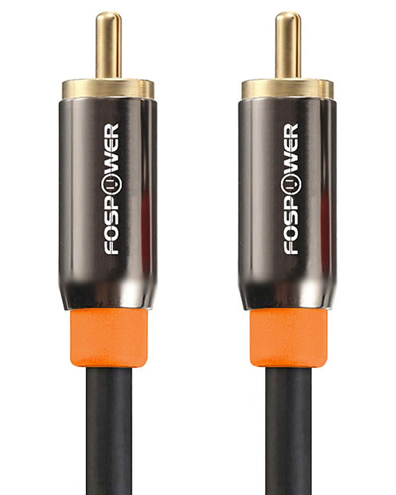 FosPower (6 Feet Digital Audio Coaxial Cable [24K Gold Plated Connectors] Premium S/PDIF RCA Male to RCA Male for Home Theater, HDTV, Subwoofer, Hi-Fi Systems 6 Feet