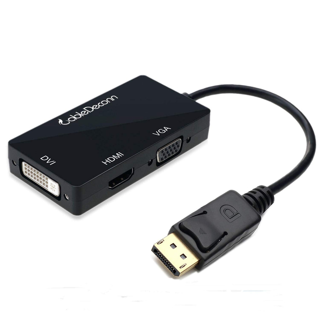 CABLEDECONN Multi-Function Displayport Dp to HDMI/DVI/VGA Male to Female 3-in-1 Adapter Converter Cable DisplayPort to HDMI VGA DVI