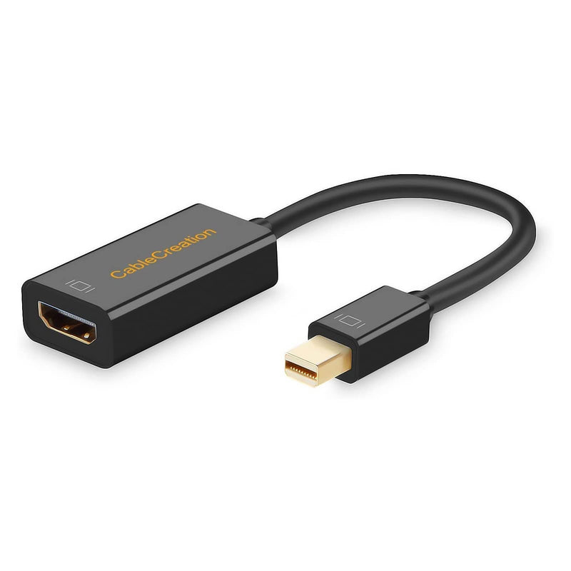 4K Mini DisplayPort to HDMI Adapter CableCreation Mini DP(Thunderbolt Port Compatible) to HDMI AV HDTV Male to Female Adaptor for Mac Book iMac, Black Color Passive