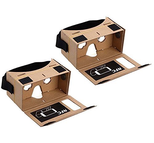 Blingkingdom - (2pcs in Pack) Cardboard Headset 3D Virtual Reality VR for Android Smart Phones iPhone + NFC and Head-Strap