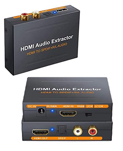 Hdmi to Hdmi and Optical Spdif + RCA L/R Audio Converter Hdmi Audio Extractor Splitter De-embedder (Hdmi in, Hdmi + Digital/Analog Audio Out)
