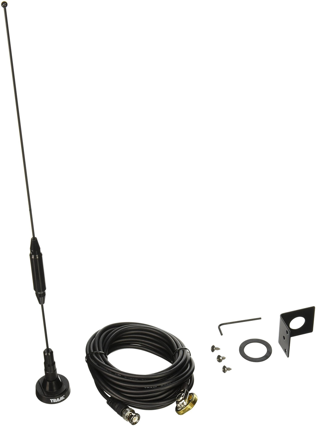Tram 1091-BNC Scanner Trunk/Hole Mount Antenna Kit with BNC-Male Connector,Gold,Black,19.00in. x 5.25in. x 1.60in