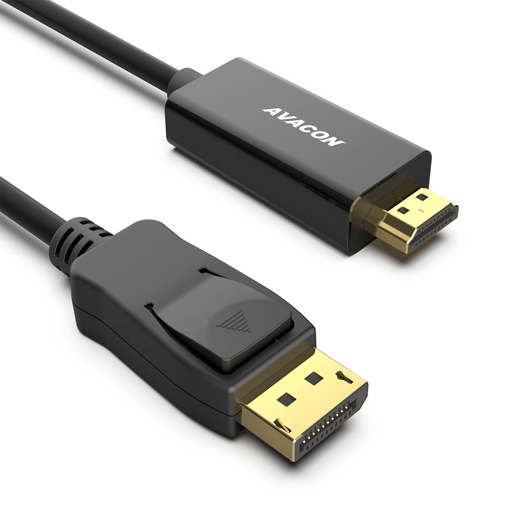 AVACON DisplayPort to HDMI 6 Feet Gold-Plated Cable, Display Port to HDMI Adapter Male to Male Black 6 ft 1 PACK