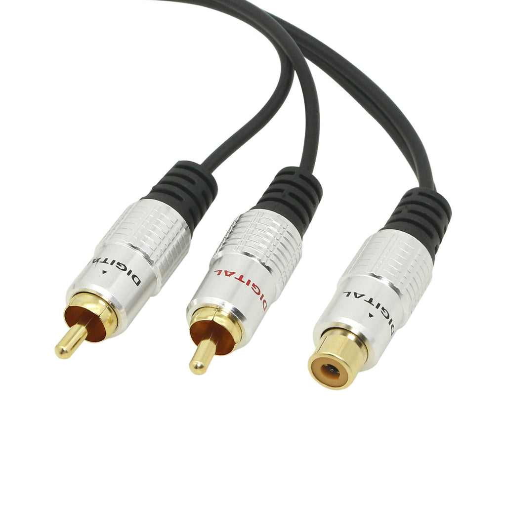 SinLoon RCA Y-Adapter Audio Cable,Premium Aluminium Alloy Single RCA Female to 2 Dual Male RCA Digital Coaxial Splitter Gold Plated Adapter Audio Cable(RCA/F-2M)