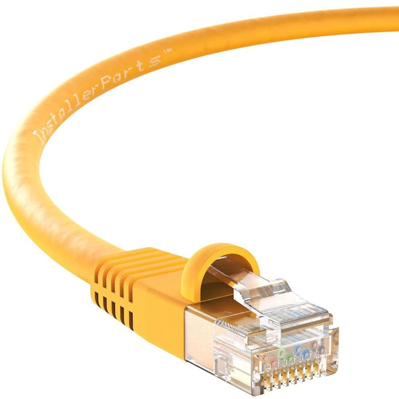 InstallerParts (10 Pack Ethernet Cable CAT5E Cable UTP Booted 1 FT - Yellow - Professional Series - 1Gigabit/Sec Network/Internet Cable, 350MHZ 1 Feet (10 Pack)