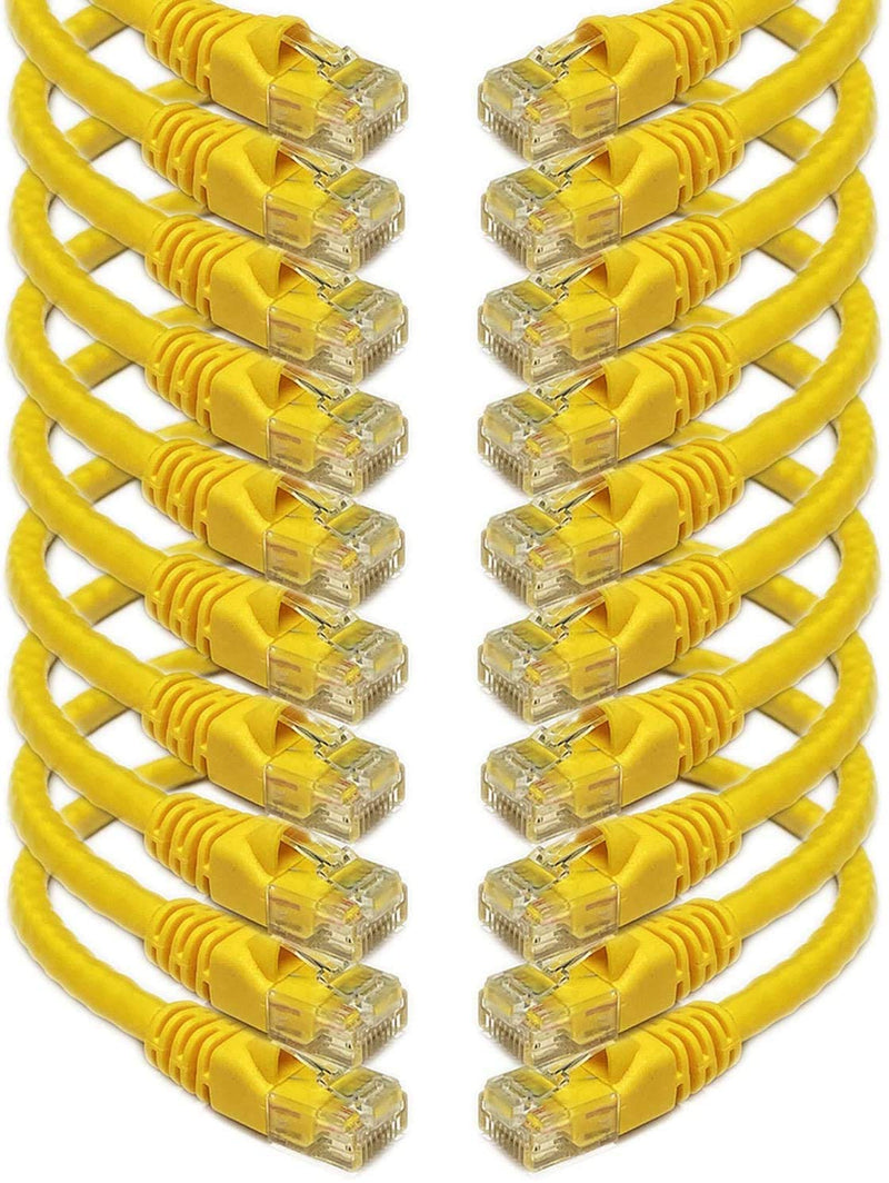 iMBAPrice Cat6 RJ45 Snagless Ethernet Patch Cable in Yellow Color 0.5 Feet (6 Inches) - 10 Pack