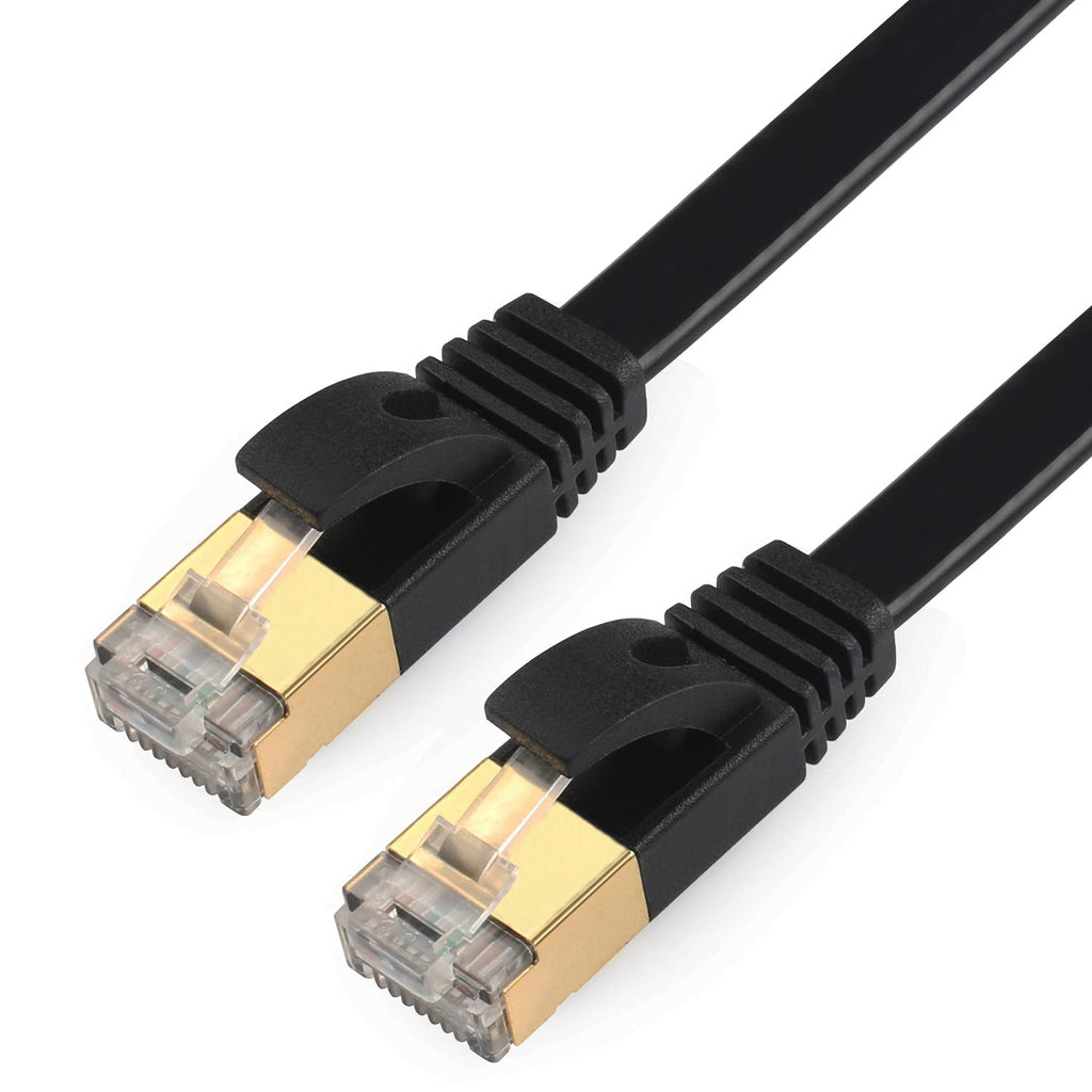 Tainston Flat Ethernet Cable(3 Feet) Cat7 Network Cord Patch Cable STP Shielded 10 Gigabit 600MHz LAN Cable 3FT