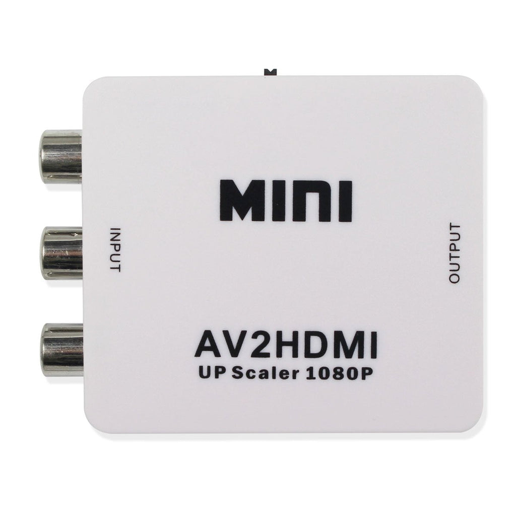 Mini Composite HD AV CVBS 3RCA to HDMI Adapter Converter Support 720P 1080PAV2HDMI Video Converter for TV, VHS VCR, DVD Records Chipsets Shown