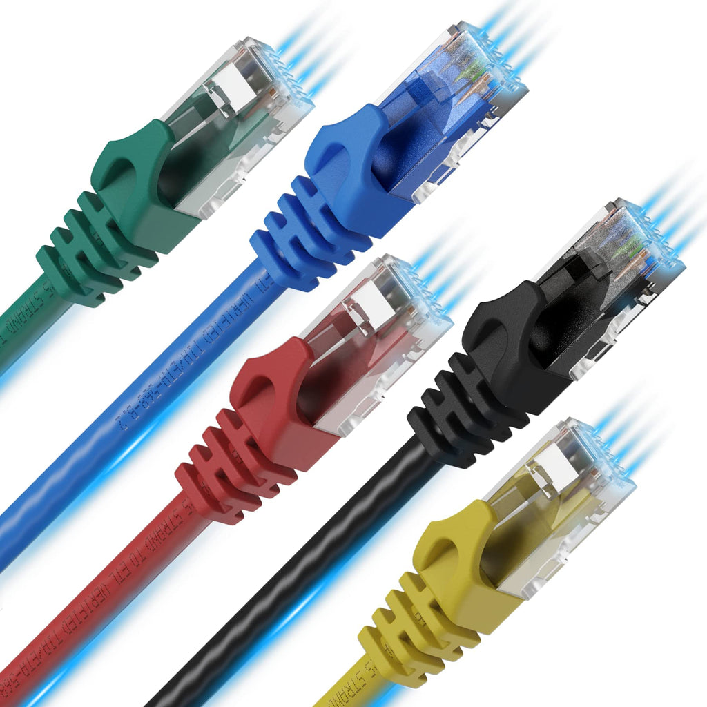 CAT6 Ethernet Cable 6 Pack - 3 Ft - LAN UTP (0.9 Meters) CAT 6 RJ45 Network Patch Internet Cable - 6 Pack (3 Feet) 3ft Multi-Color