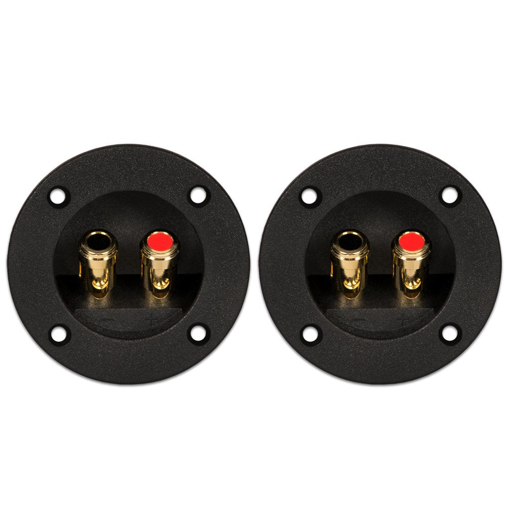 Goldwood Sound Speaker Box Terminal Cups 2 Round Power Speaker Terminal Plates Black (RGT-5050-2)