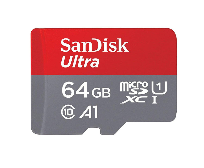 SanDisk Ultra Plus 64GB microSDXC UHS-I Card with SD Adapter, Grey/Red, Full HD up to 100 MB/S For Android Phone, Tables and Camera (2 Pack of 64 GB Micro SD- Card)