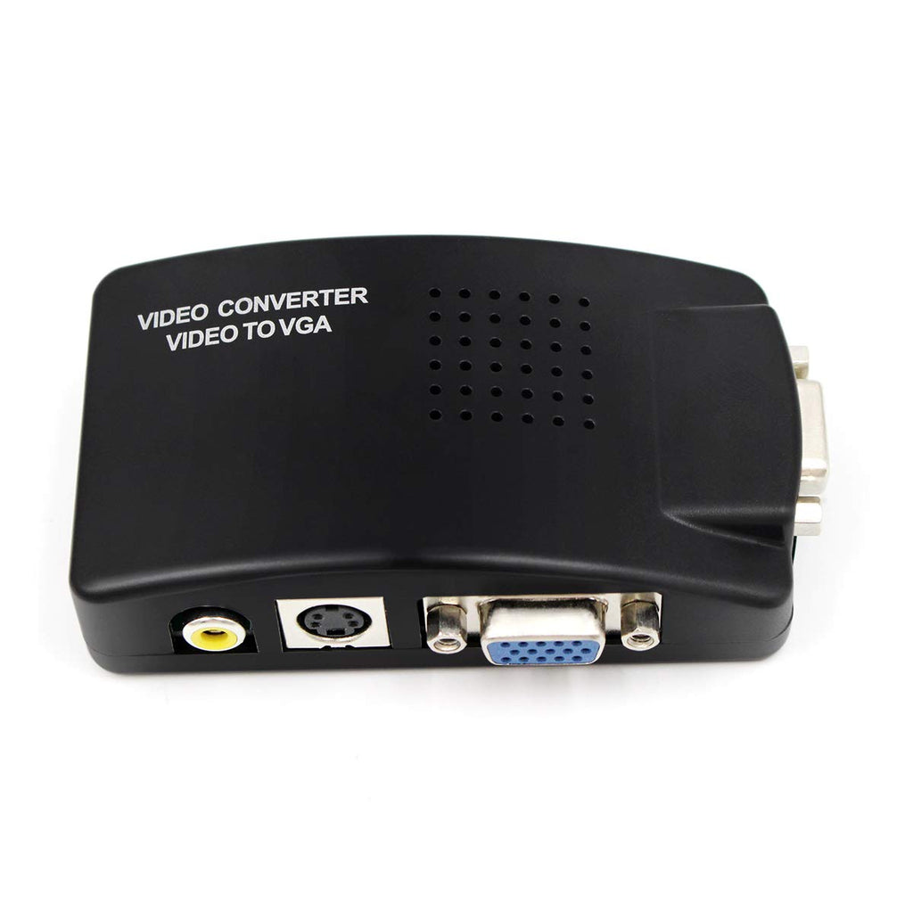 HDSUNWSTD PC Laptop Composite Video TV RCA Composite S-Video AV in to PC VGA LCD Out Converter Adapter Switch Box Black