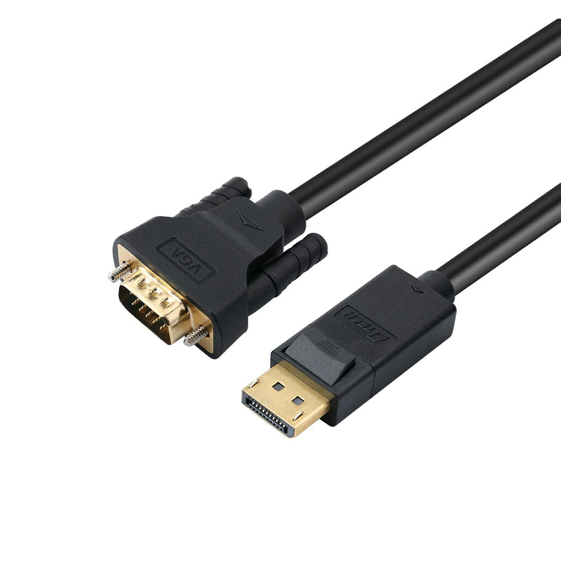 DTech Displayport to VGA Cable 10ft, DP Male to Male Cord Adapter with Gold Plated Connector (Black, 10 Feet)