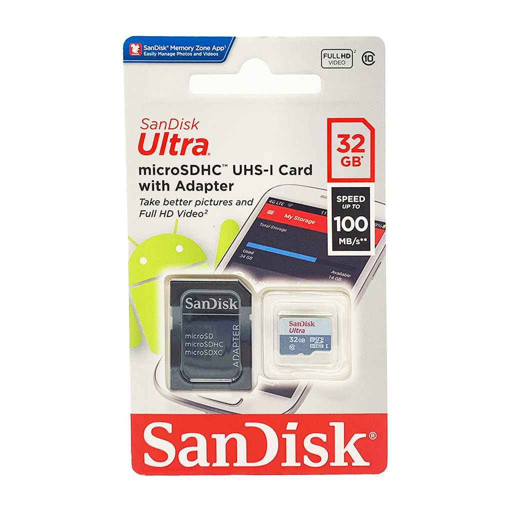 Sandisk Ultra 32GB Micro SDHC UHS-I Card with Adapter - 98MB/s U1 A1 - SDSQUAR-032G-GN6MA (2 Pack)