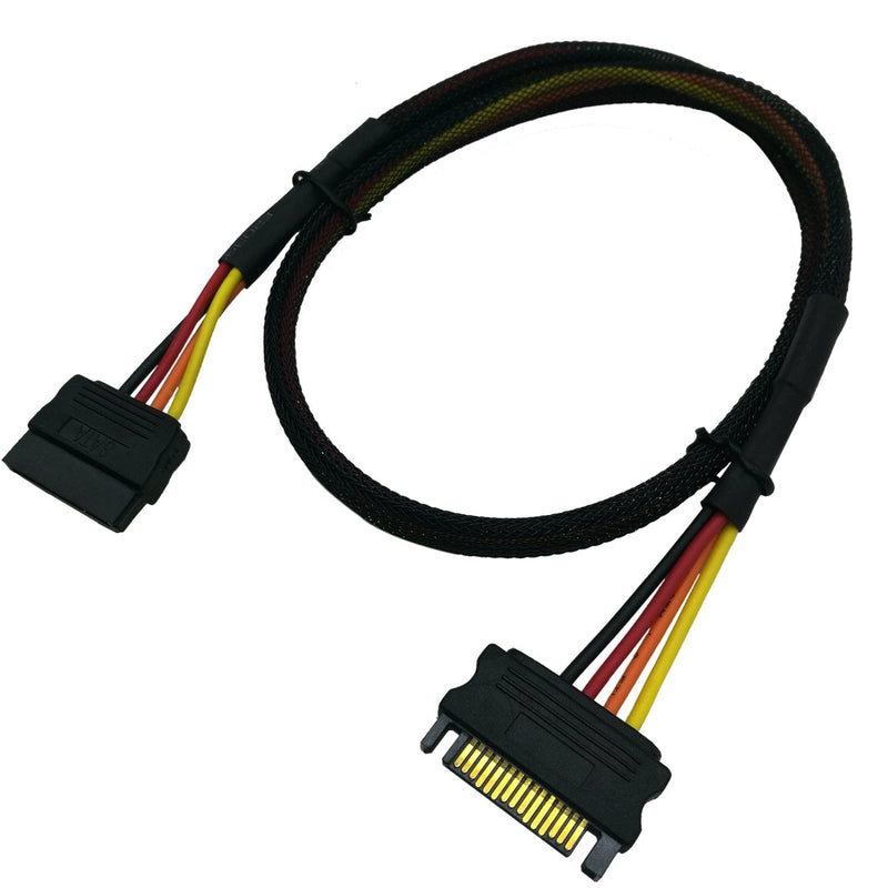 COMeap 15 Pin SATA Power Extension Long Cable Male to Female Braided Sleeved Adapter 24-inch(60CM) Long Type