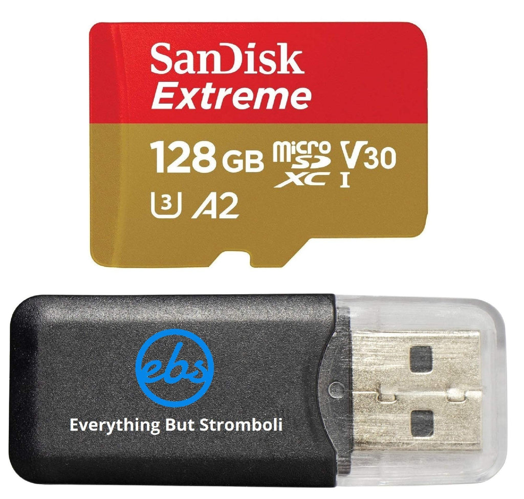 SanDisk 128GB Micro SDXC Extreme Memory Card Works with GoPro Hero 7 Black, Silver, Hero7 White UHS-1 U3 A2 with (1) Everything But Stromboli (TM) Micro Card Reader