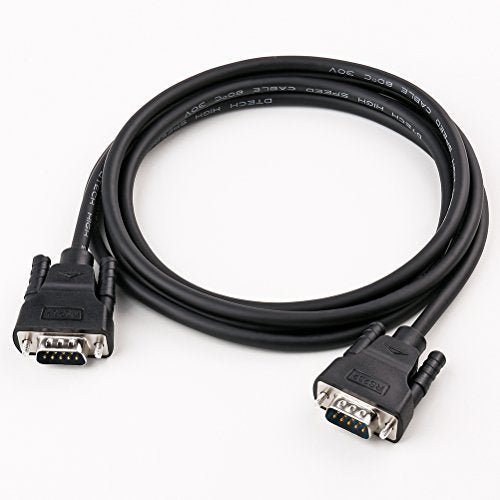 DTech DB9 to DB9 RS232 Serial Cable Male to Male Null Modem Cord Cross TX RX line for Data Communication (5 Feet, Black) 5ft