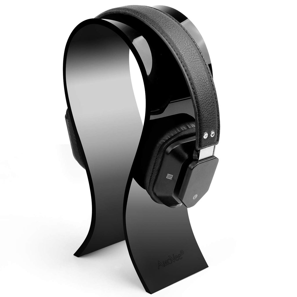 [Updated] AmoVee Acrylic Headphone Stand Gaming Headset Holder/Hanger, Extra Wide - Black, A Valentines Day Gifts for Him Black-Extra Wide