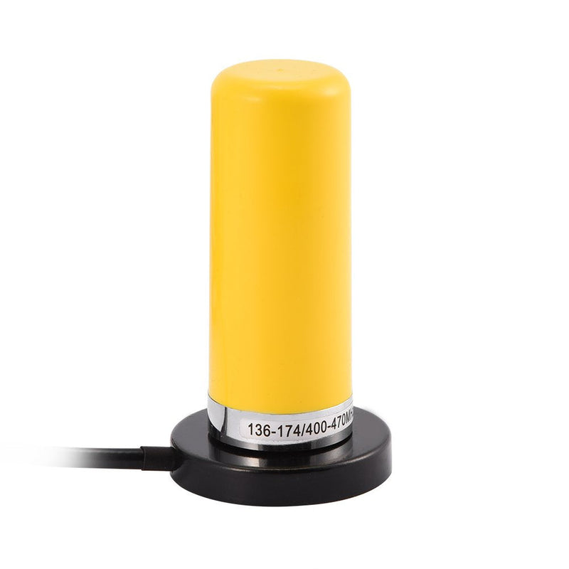 Mugast VHF/UHF Car Radio Antenna with 5m / 16.4ft Cable, Vehicle Mobile Radio Antenna with Magnetic Mount Base Cable UHF - PL259 Connector (Yellow)