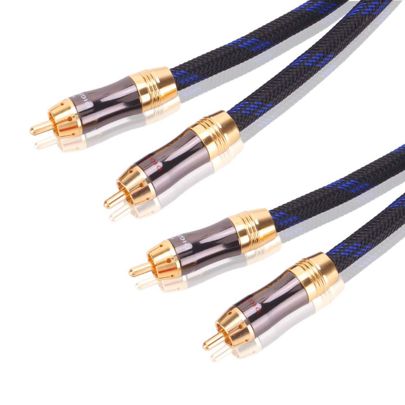 KUYIOHIFI Dual 2RCA Male to 2RCA Male Stereo Audio Cable, Double-Shielded (OD 8.0mm), for Amplifiers, AV Receivers, Hi-Fi System (4 Feet) 4 Feet