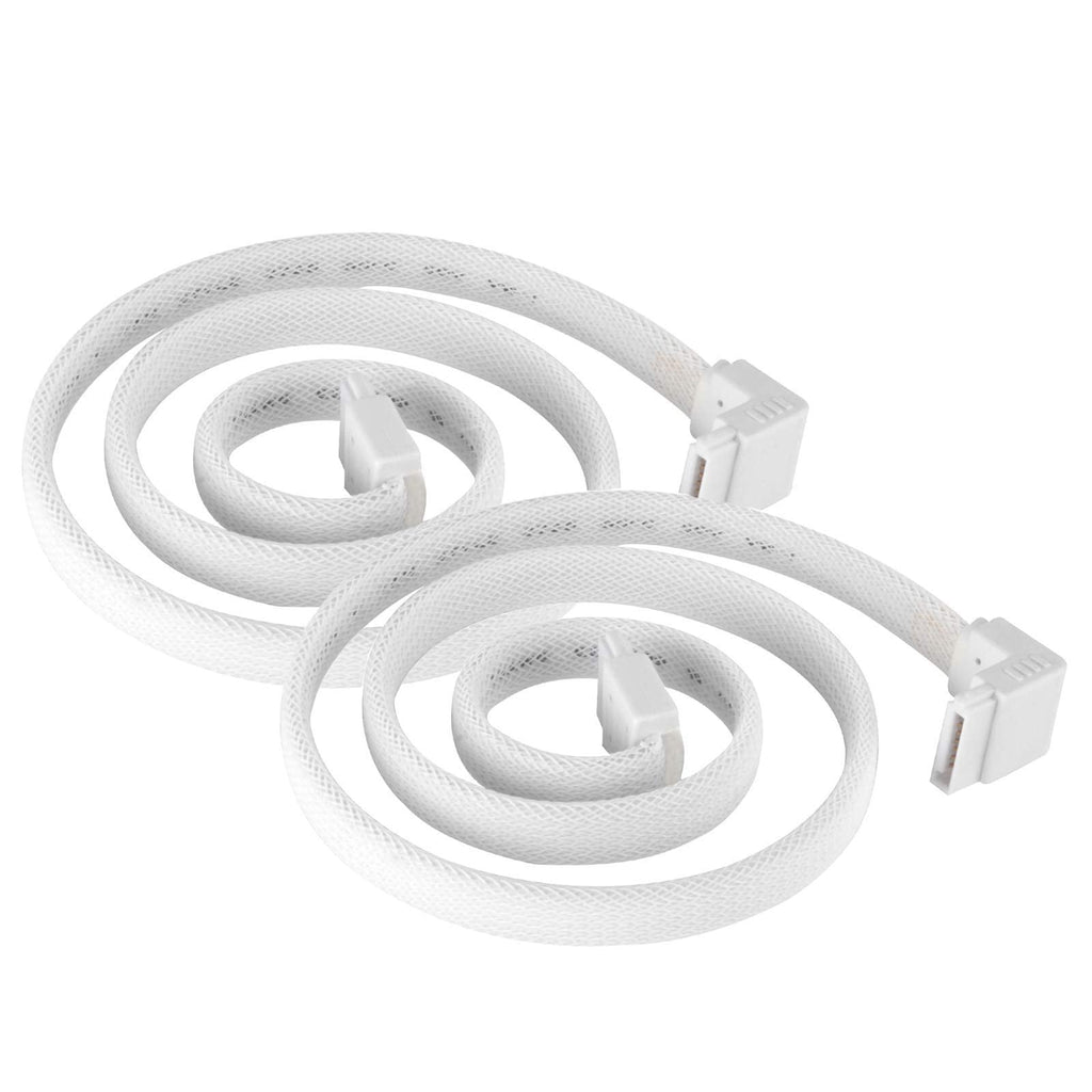 SilverStone Technology CP08W 90 Degree SATA 3 Sleeved White Cable with EMI Guard for 6Gb/s 2-Pack, SST-CP08W-USA-2PACK