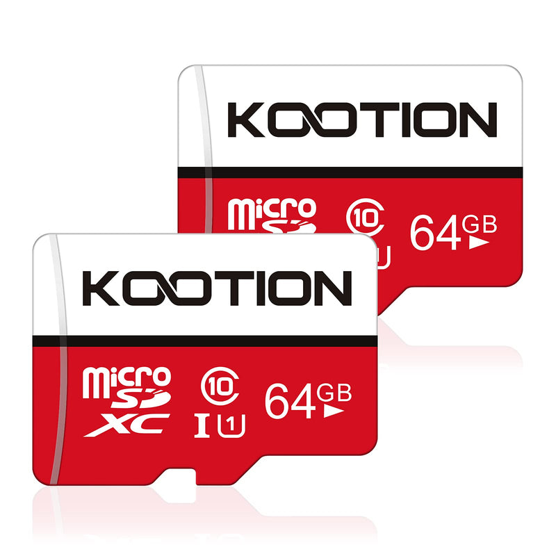 KOOTION 64GB Micro SD Card 2 Pack Ultra Micro SDXC Memory U1 Card Class 10 Micro SD Cards 64GB High Speed TF Card R Flash, C10, U1, 64 GB (2 Pack) 2×64GB
