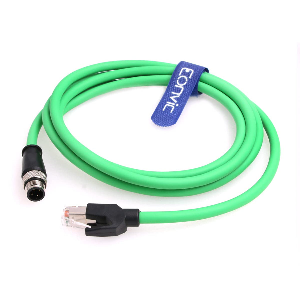 Eonvic M12 4 Pin D-Code to RJ45 Gigabit Cognex Industrial Camera Network Cord CAT5 Shielded Cables (Green, 1M) Green