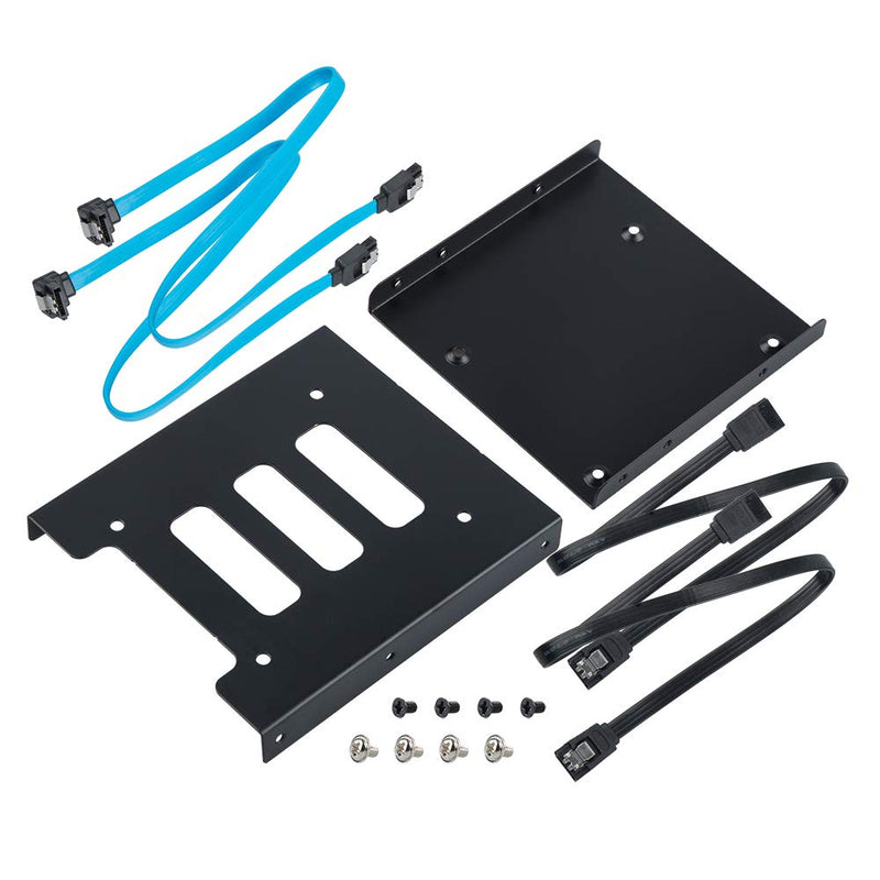 Set of 6, findTop Straight and 90 Degree Right-Angle SATA III Cable 6.0 Gbps with Locking Latch (16 Inch) and SSD Mounting Bracket Kit 2.5" to 3.5" Drive Bay