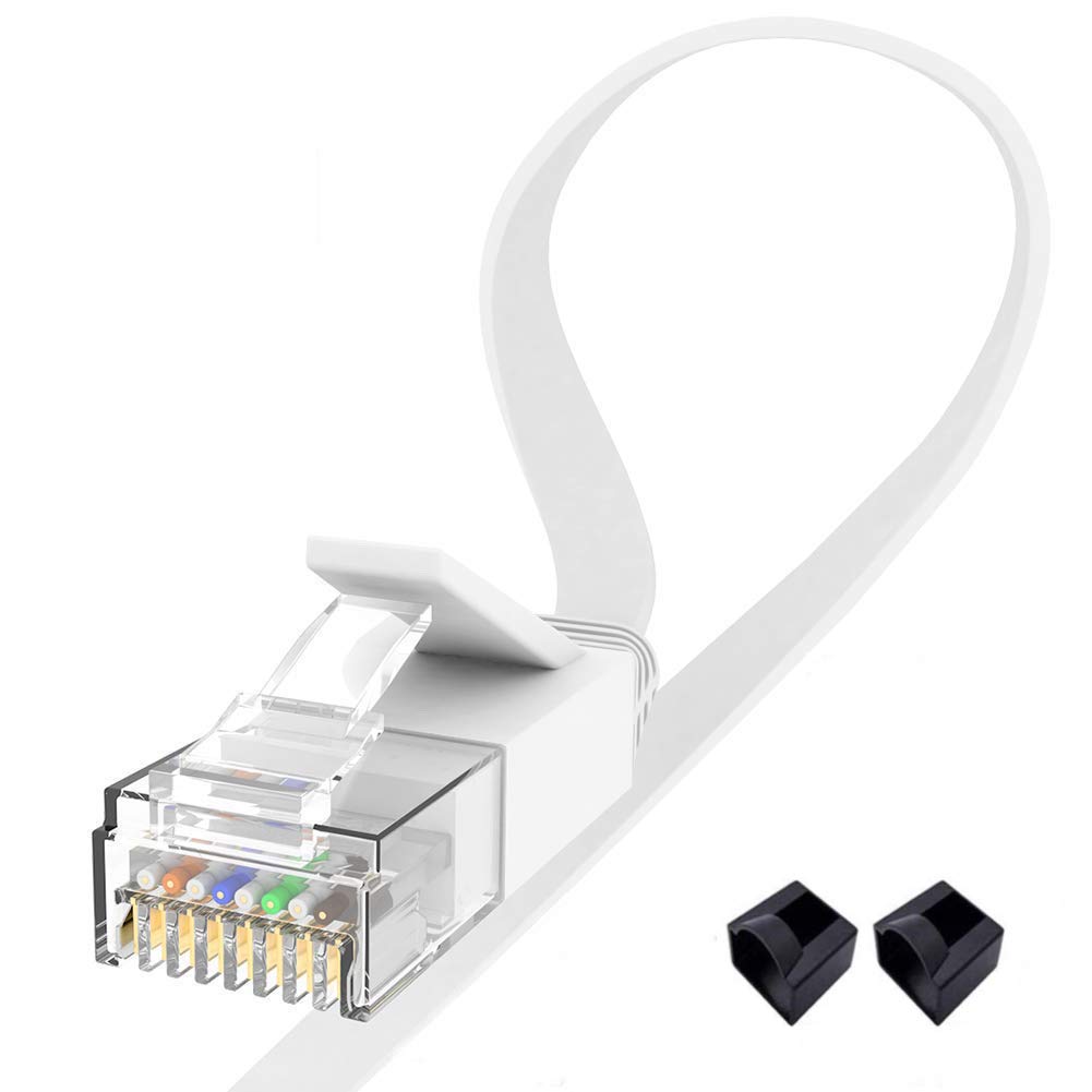 Jaremite Ether Cable 20 ft, Cat6 Ethernet Cable 20ft Flat White/Flat White Rj45 Cat 6 Computer Wire for Modem, Router, PS4, Xbox