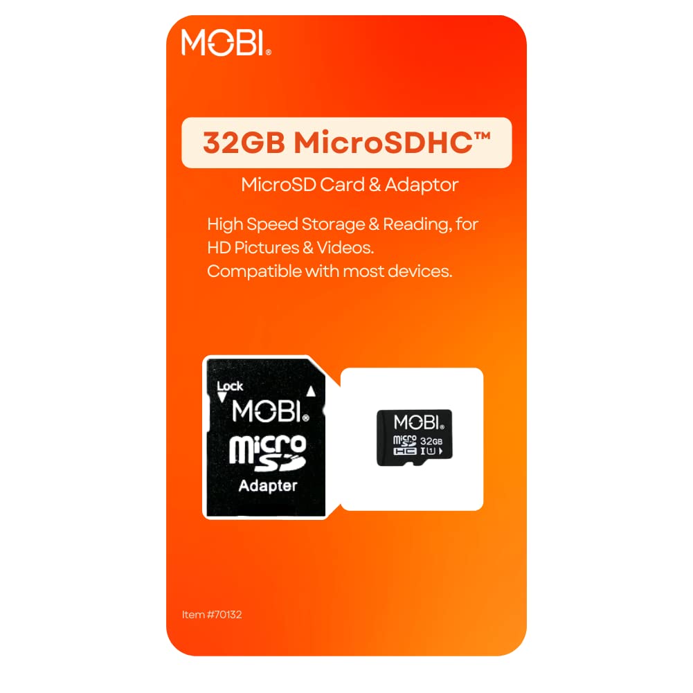 MOBI 32GB MicroSDHDC Memory Card and Adapter, Micro SD Card, microSD Card, Memory Card