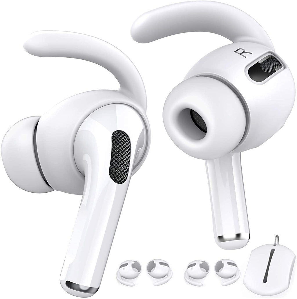 AhaStyle 3 Pairs AirPods Pro Ear Hooks Covers [Added Storage Pouch] Anti-Slip Ear Covers Accessories Compatible with Apple AirPods Pro (White) for AirPods Pro Gen 1 [White 3 Pairs]